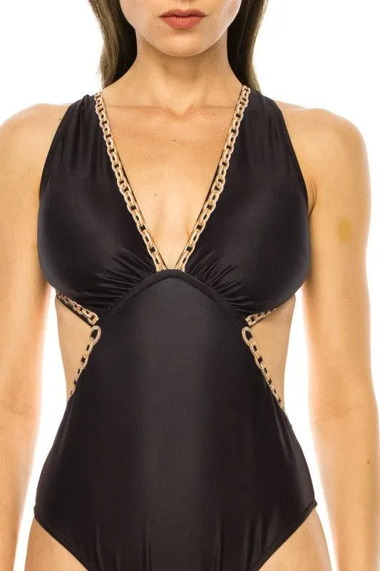 One-Piece Bathing Suit Side Cut-Out