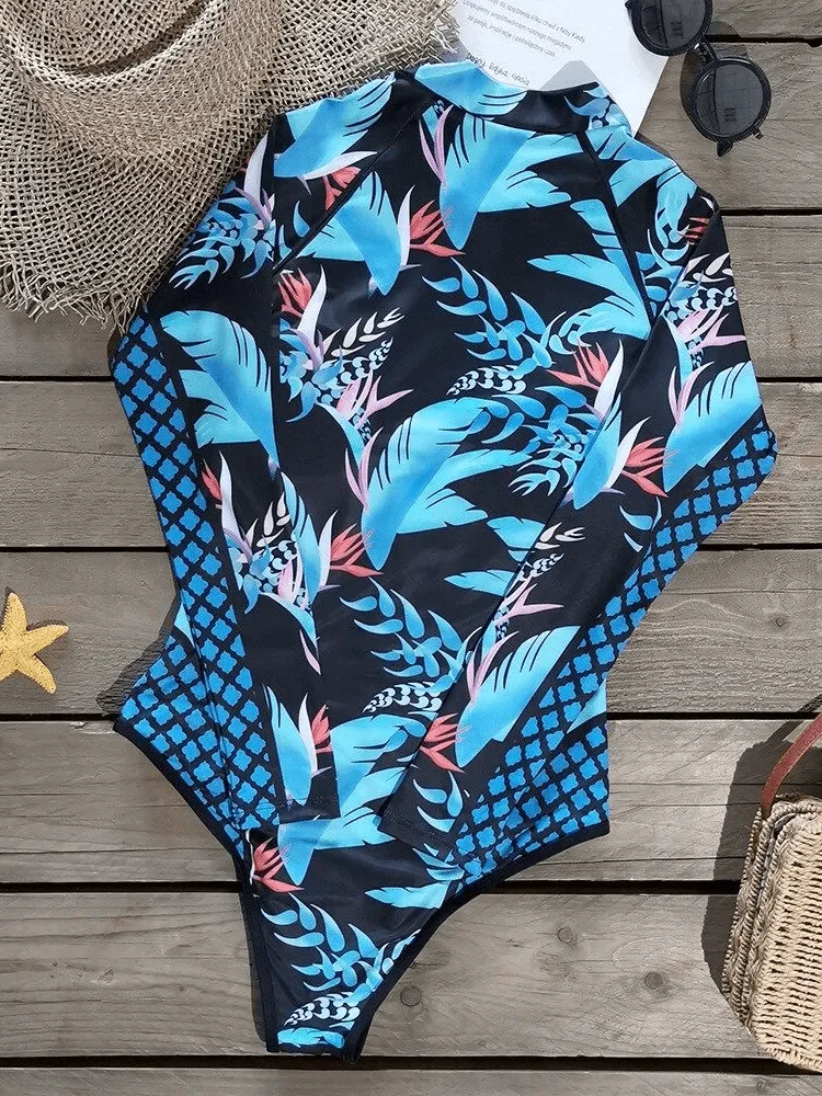 One-piece Sporty Women's Swimsuit with Long Sleeves - SF0507