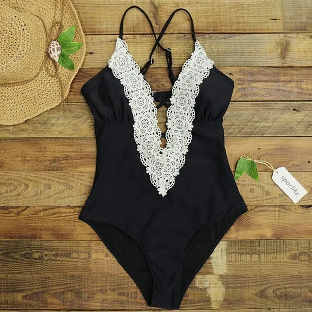 One Piece Swimsuit with Lace - 5 styles and prints available