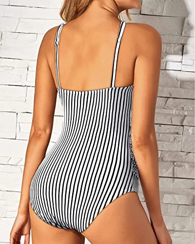 One Piece Swimwear High Neck Keyhole Swimsuits for Women