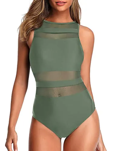 Open Back Swimwear for Women Stylish High Neck One Piece Swimsuits