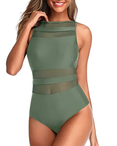 Open Back Swimwear for Women Stylish High Neck One Piece Swimsuits