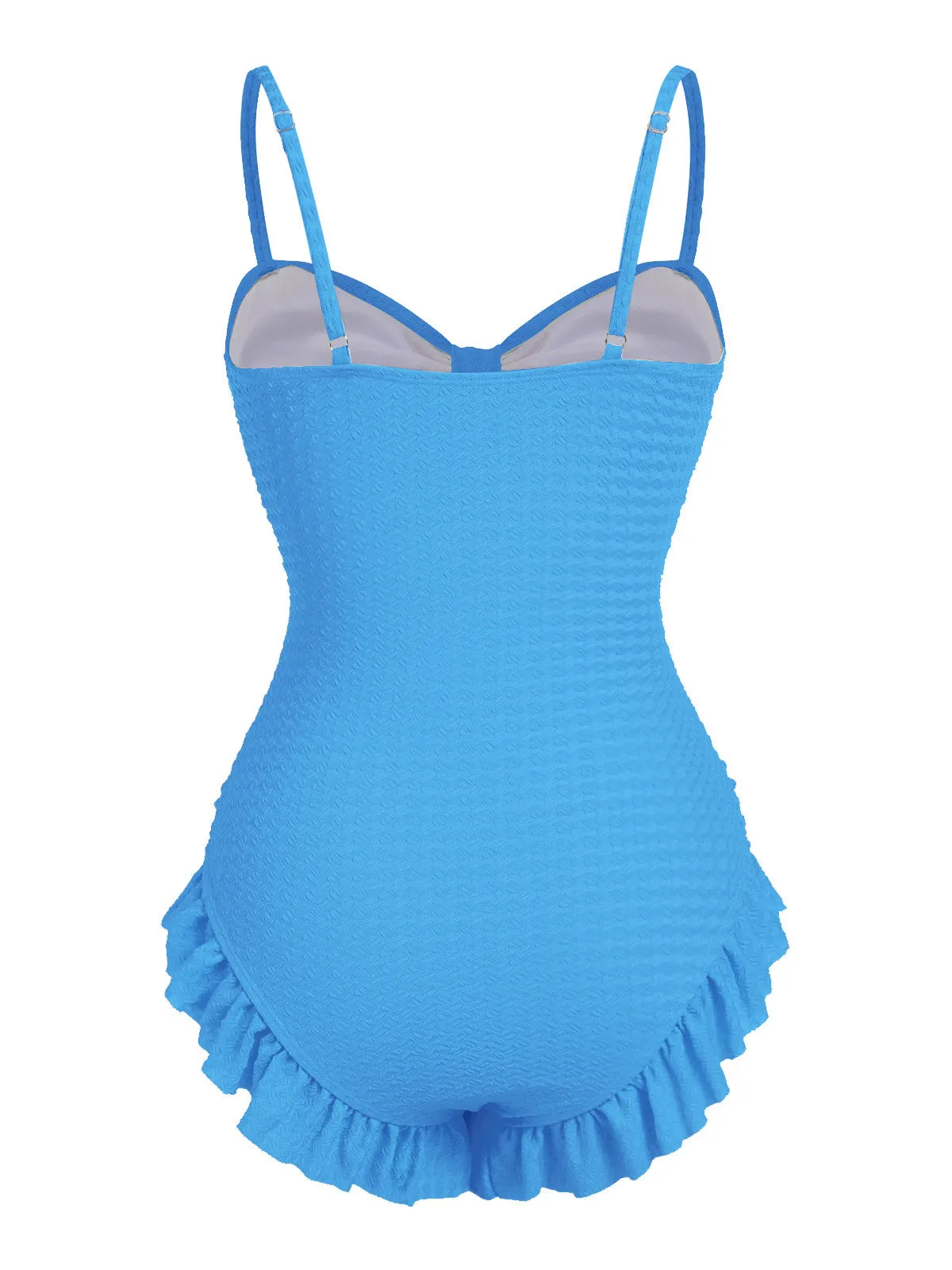 Pale Pink 1950s Solid Ruched Swimsuit