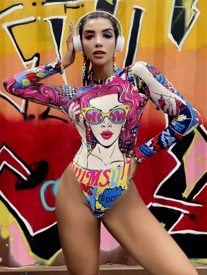 Printed one-piece swimsuit