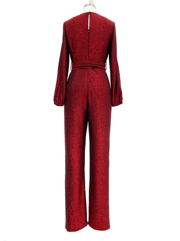 Red Shimmer Jumpsuit