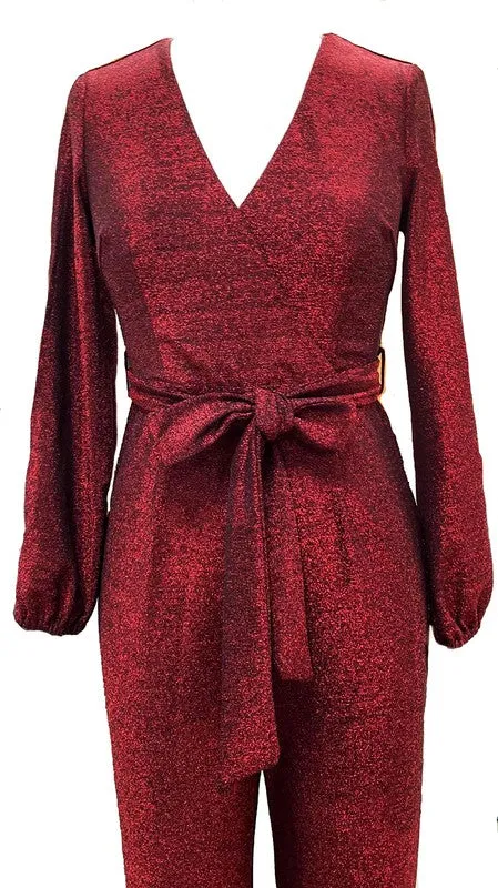Red Shimmer Jumpsuit