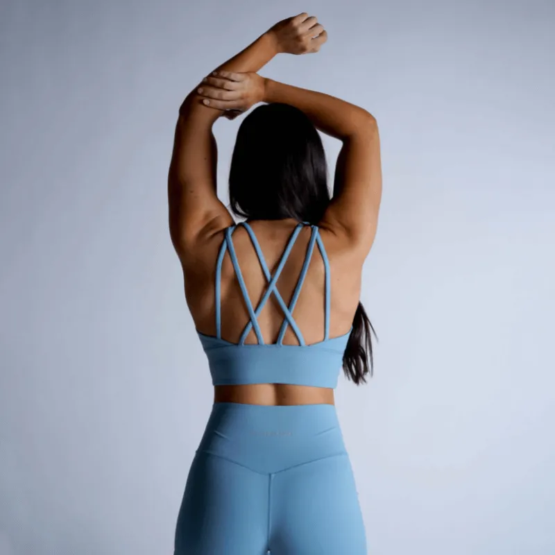 Revive High Neck Bra - Sky Blue