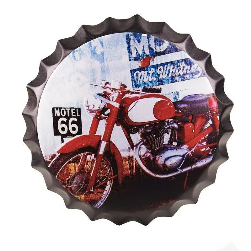 Route66 Red Bottle Cap Wall Accent