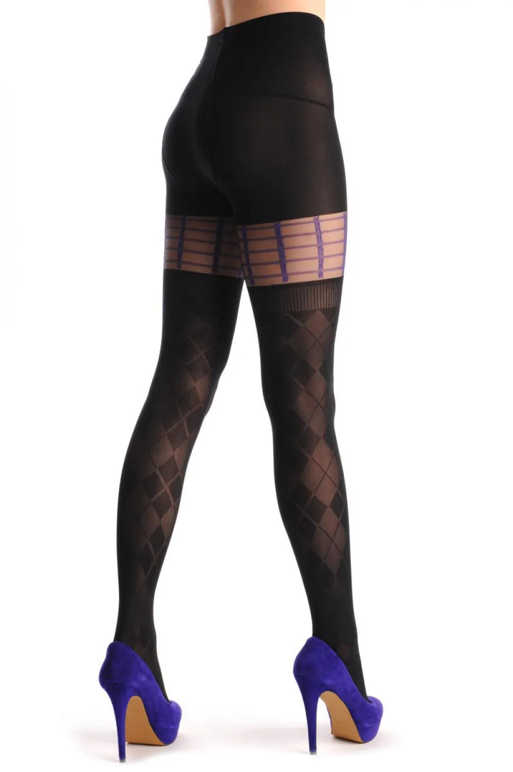 Semi Transparent Rombs & Purple Checked Garter