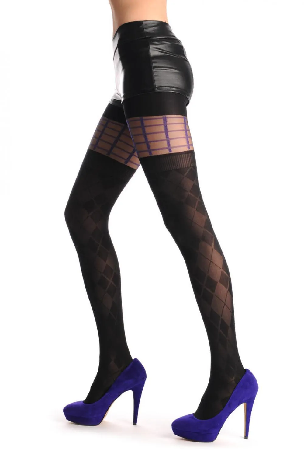 Semi Transparent Rombs & Purple Checked Garter