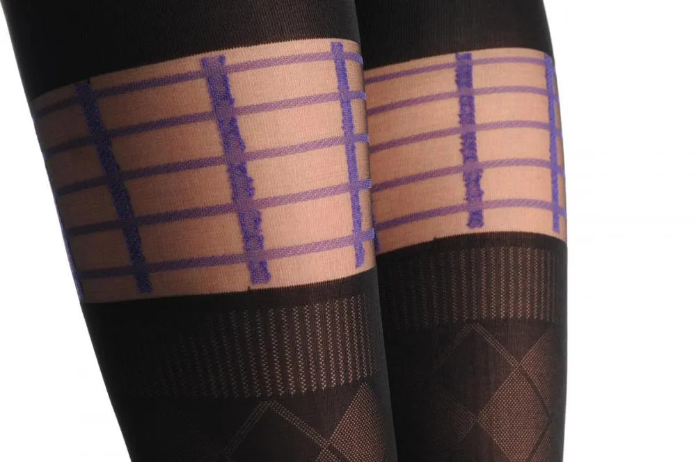Semi Transparent Rombs & Purple Checked Garter