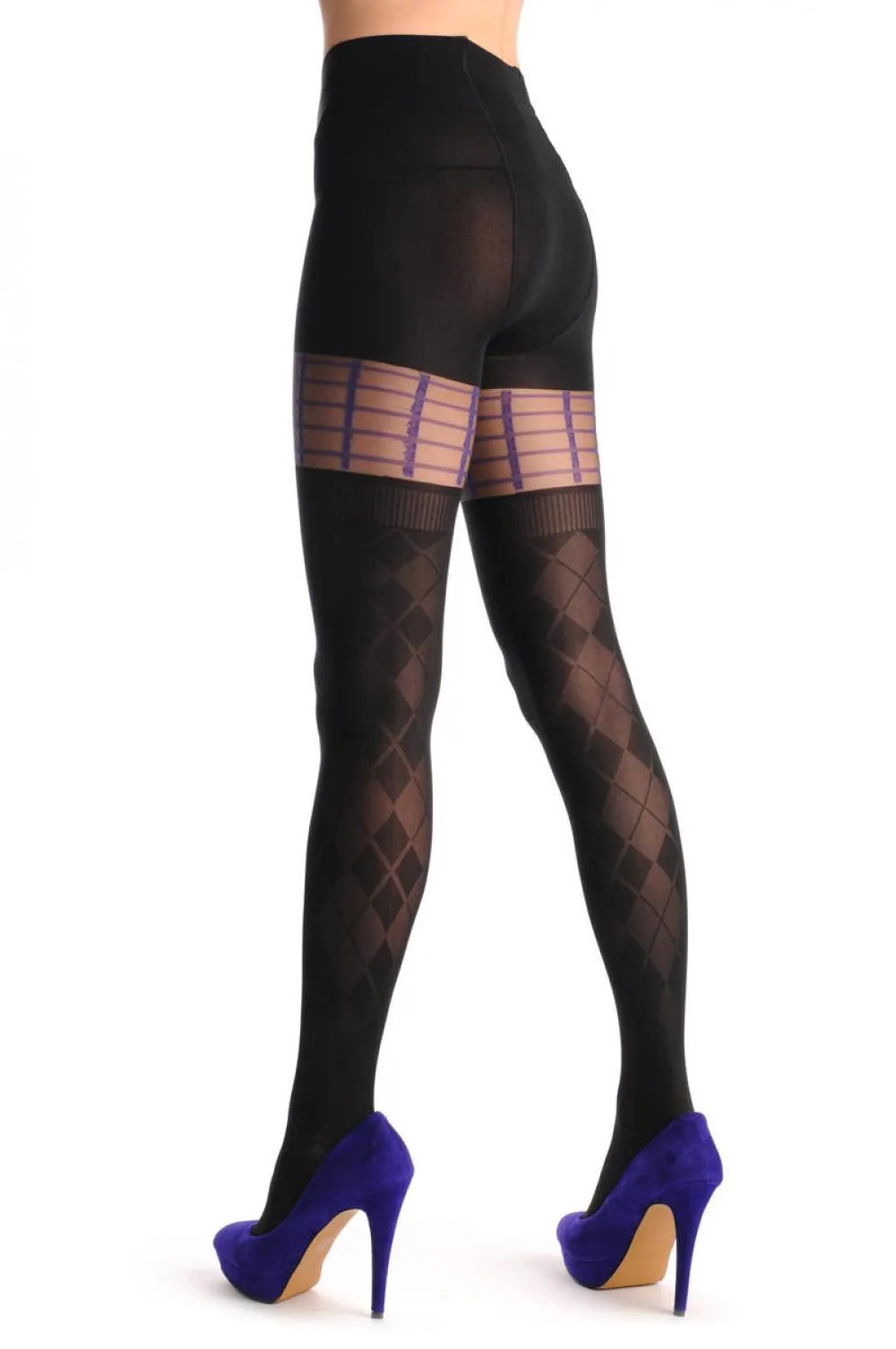 Semi Transparent Rombs & Purple Checked Garter