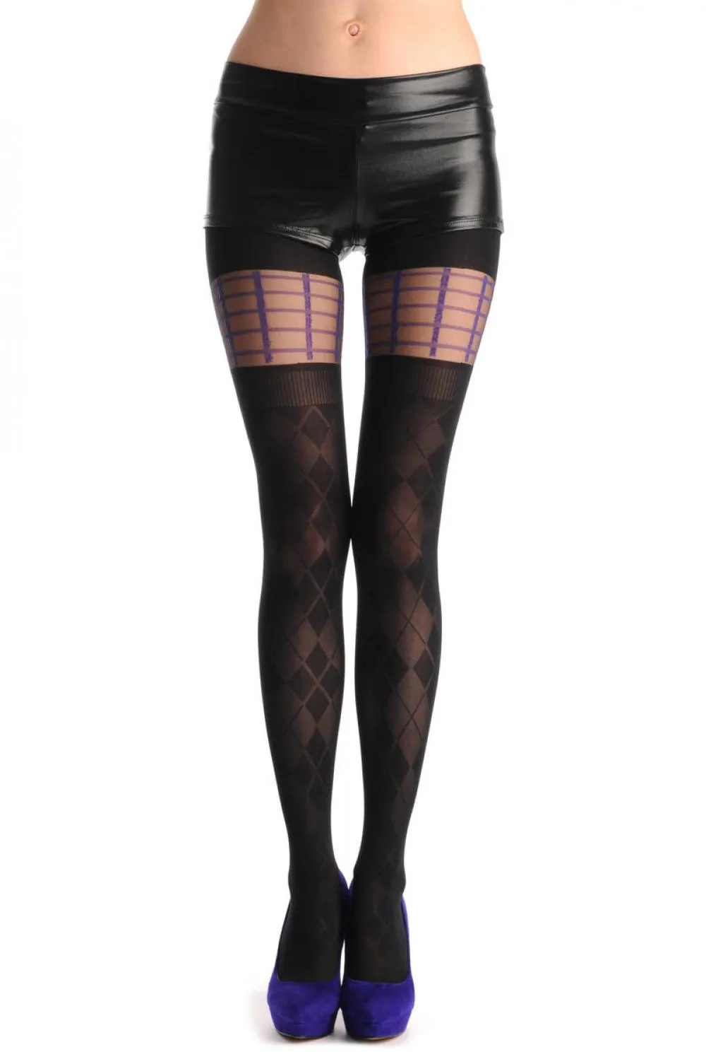 Semi Transparent Rombs & Purple Checked Garter
