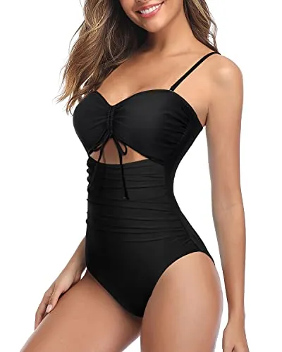 Sexy Cutout One Piece Swimsuits For Curvy Womens-Black
