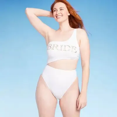 Shade & Shore Women's One Piece Swimsuit Cut Out Cheeky Swimwear, White L