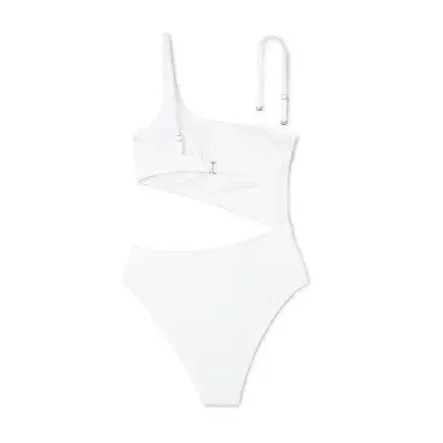 Shade & Shore Women's One Piece Swimsuit Cut Out Cheeky Swimwear, White L