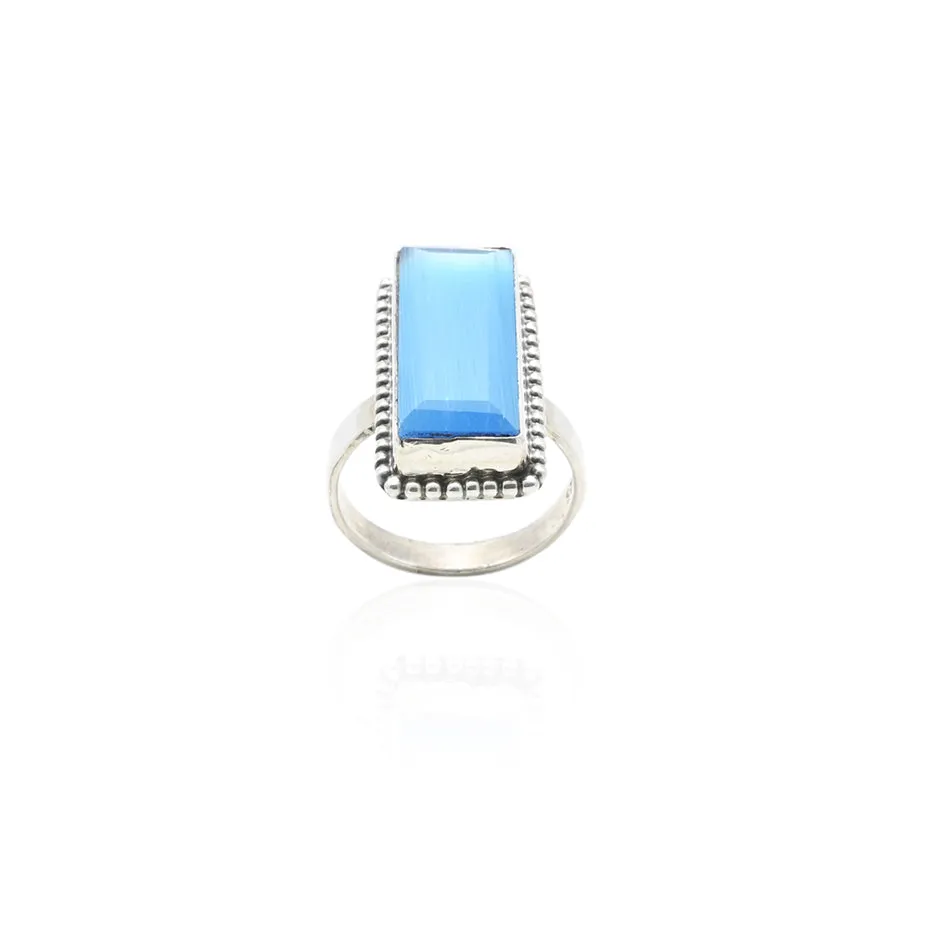 Silver Sky Rectangle Shape Ring