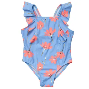 Snapper Rock Beach Bloom Ruffle Shoulder Swimsuit G13231 - Blue