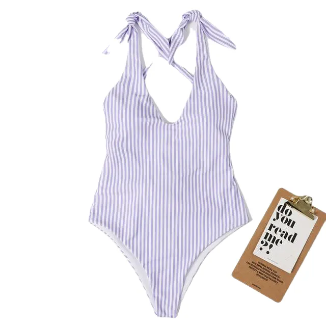 Stylish Spice Girls' Striped Bathing Suit Plus Size One Piece