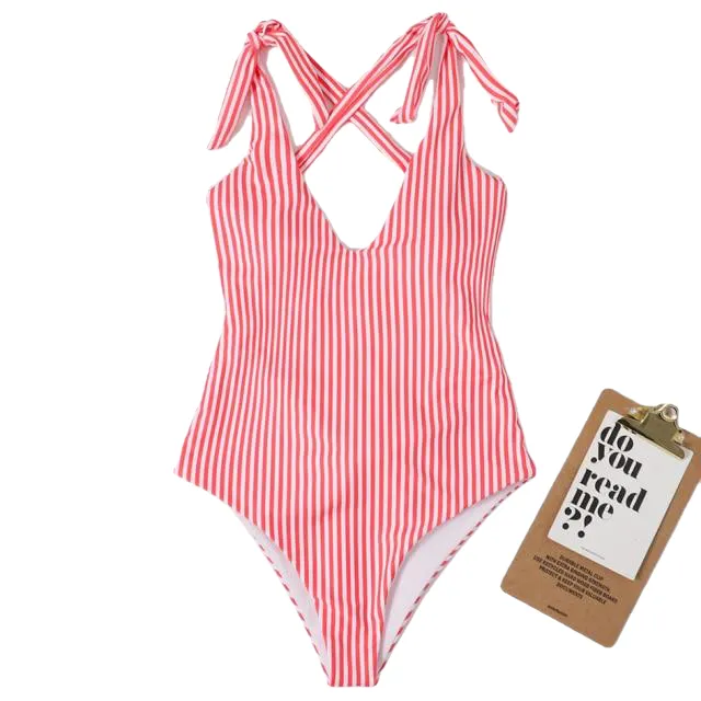 Stylish Spice Girls' Striped Bathing Suit Plus Size One Piece
