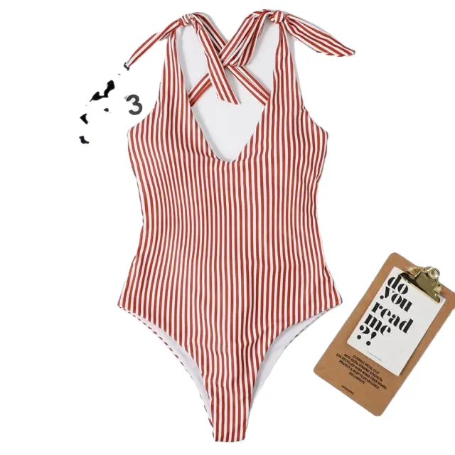 Stylish Spice Girls' Striped Bathing Suit Plus Size One Piece