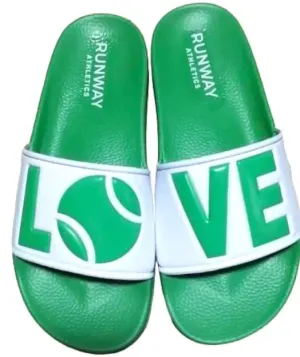 Tennis LOVE After Play Tennis Slides | Green & White