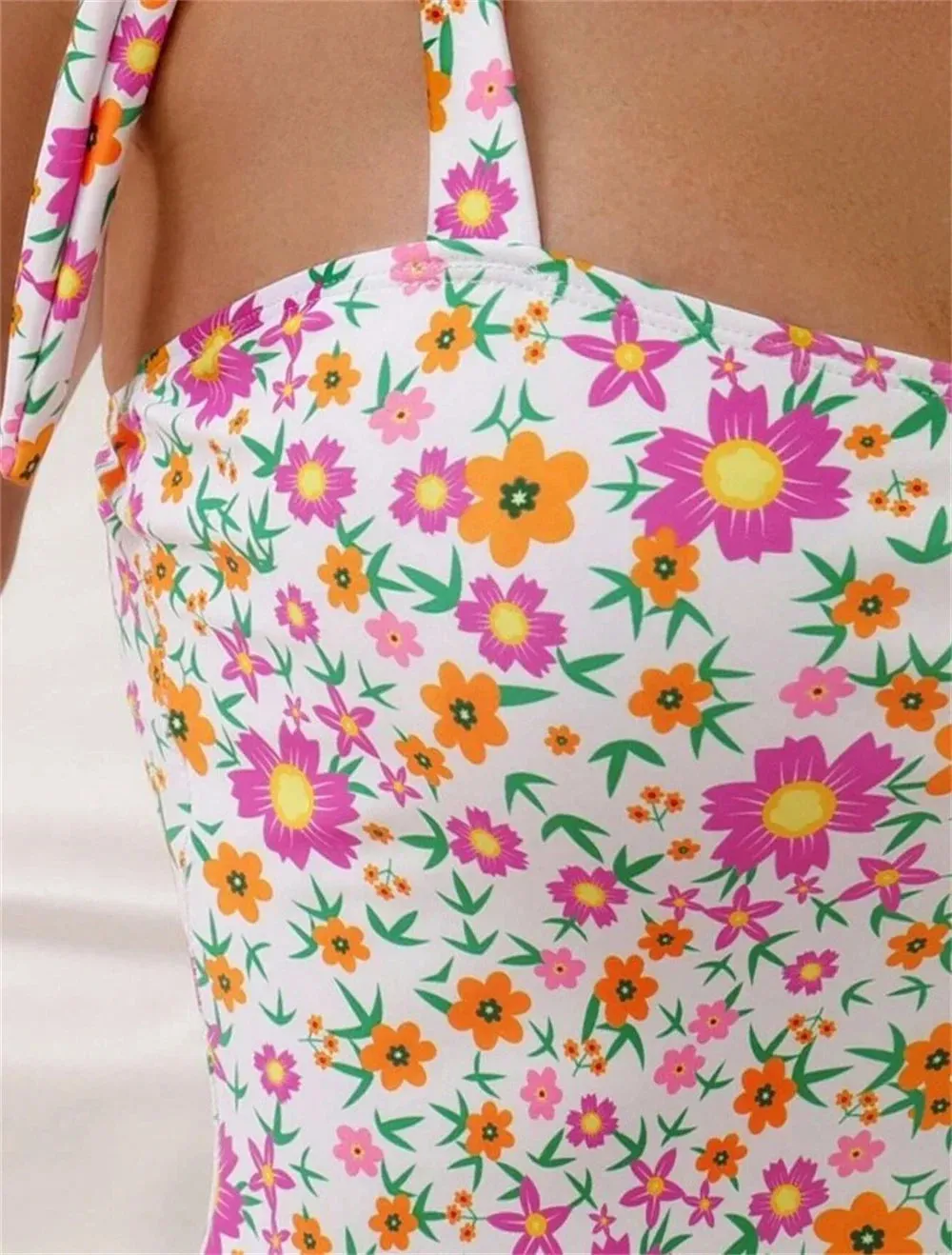 Tropical Flower Print One-Piece Swimsuit