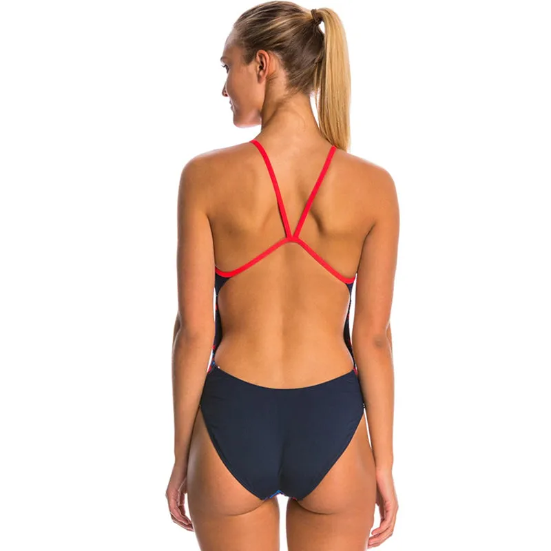 TYR - Anik Cutoutfit Ladies Swimsuit - Red/White/Blue