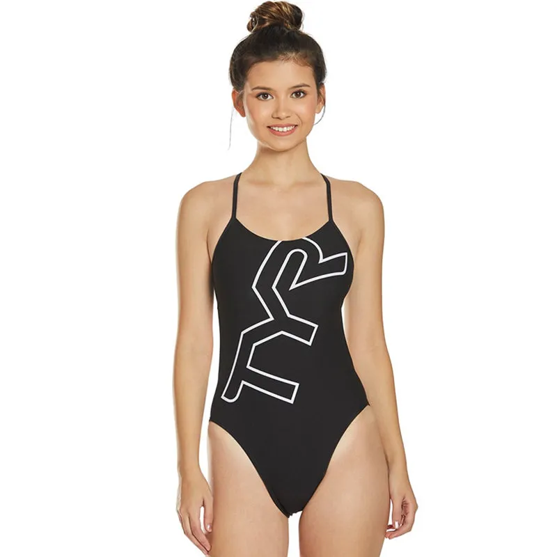 TYR - Big Logo Cutoutfit Ladies Swimsuit - Black/White