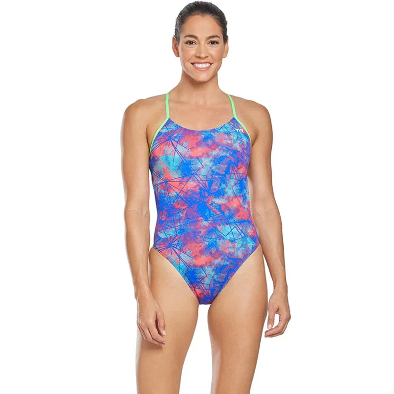 TYR - Canvas Cutoutfit Ladies Swimsuit - Red/Turquoise/Blue