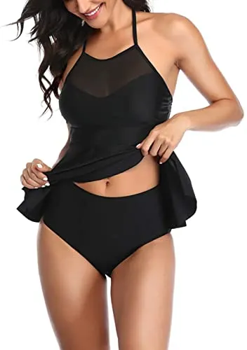Upopby Women's Belly Two-Piece Mesh Swimsuit