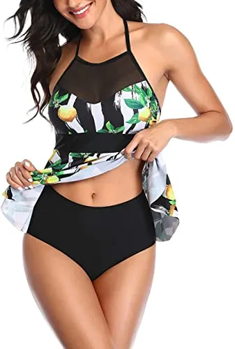 Upopby Women's Belly Two-Piece Mesh Swimsuit