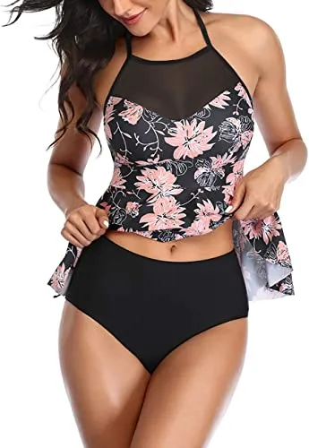 Upopby Women's Belly Two-Piece Mesh Swimsuit