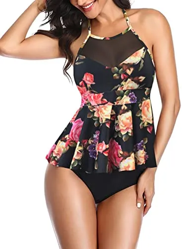 Upopby Women's Belly Two-Piece Mesh Swimsuit
