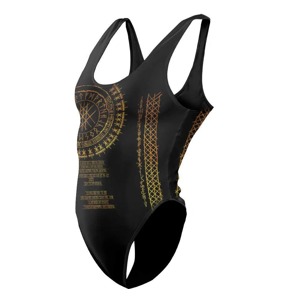 Viking Runes One-Piece Swimsuit