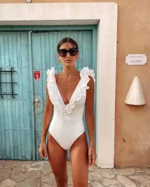 White Flounce Swimsuit