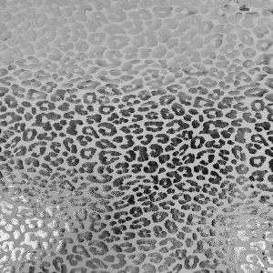 White | Silver Sahara Leopard Foil Print Nylon Spandex Fabric