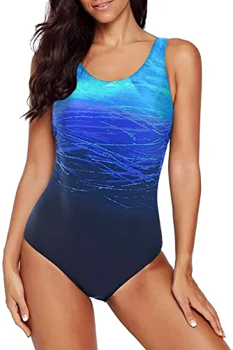 Women's Color Block Print One-piece Swimsuit