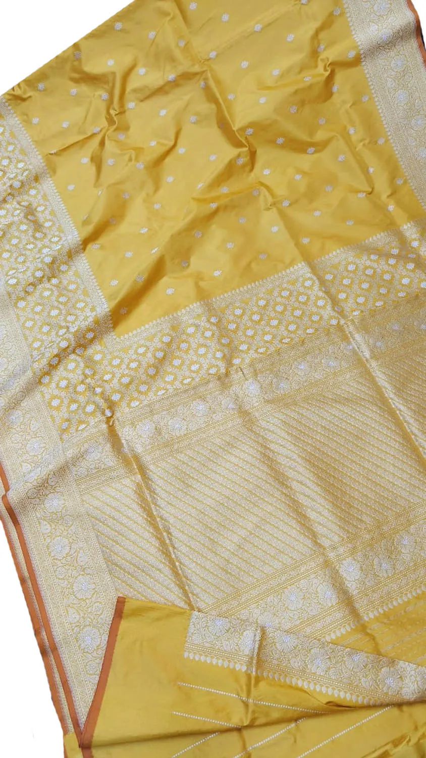 Yellow Banarasi Handloom Katan Silk Saree