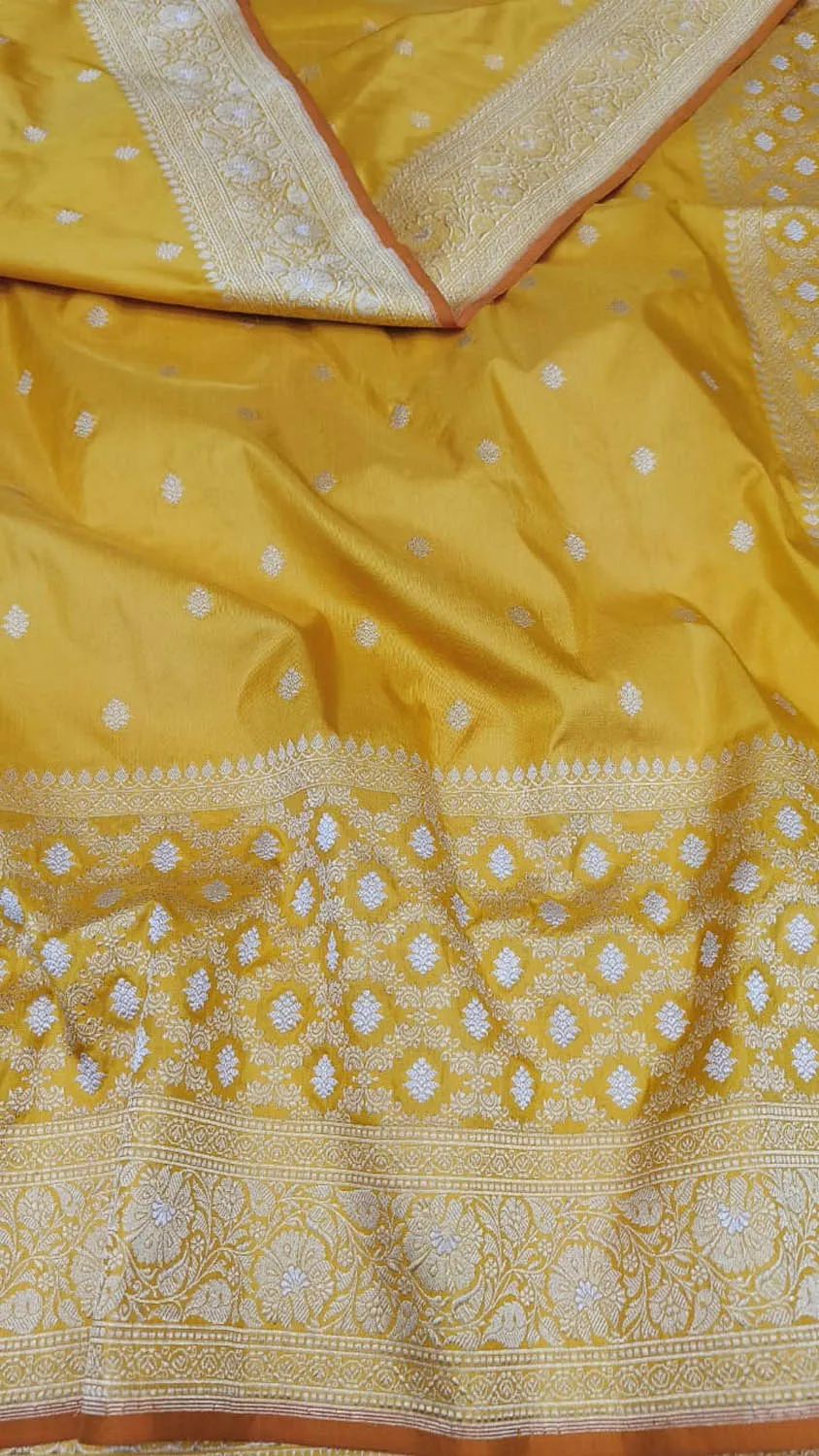 Yellow Banarasi Handloom Katan Silk Saree