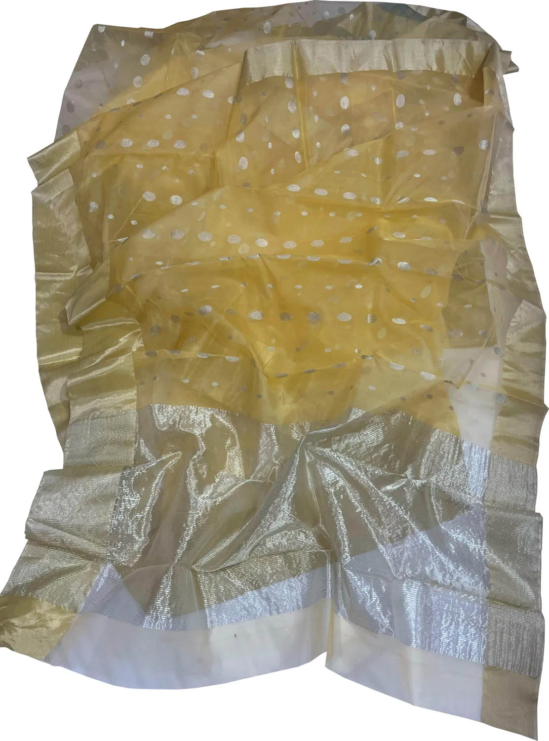 Yellow Chanderi Handloom Pure Katan Organza Silk Saree: A Radiant Masterpiece