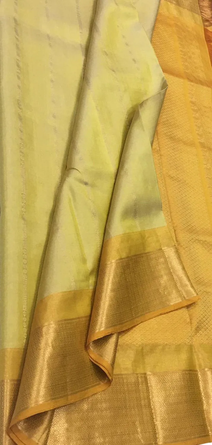 Yellow Handloom Kanjeevaram Pure Silk Saree - Elegant and Luxurious