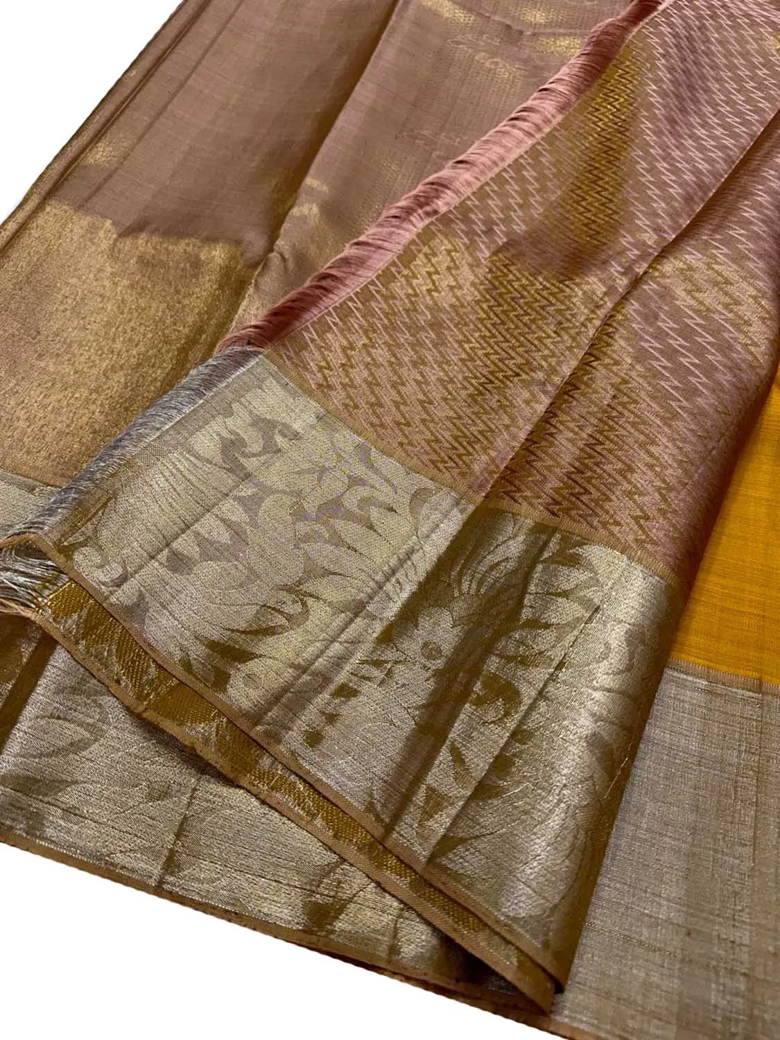 Yellow Handloom Kanjeevaram Silk Saree - Pure Elegance