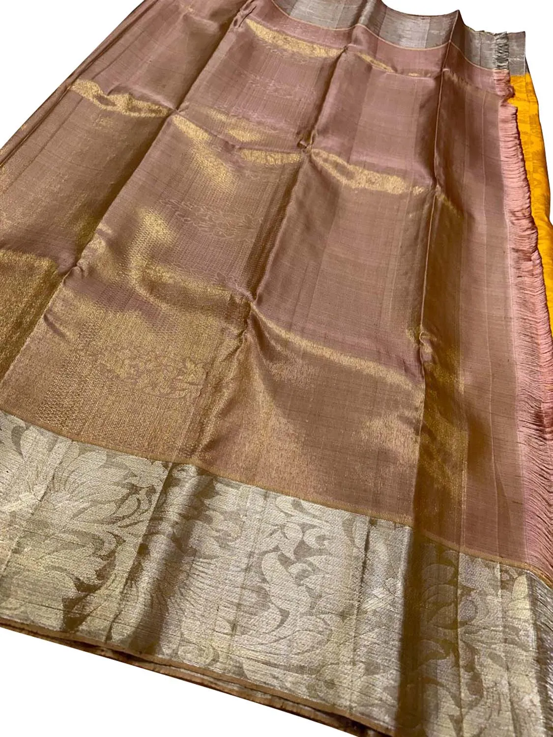 Yellow Handloom Kanjeevaram Silk Saree - Pure Elegance