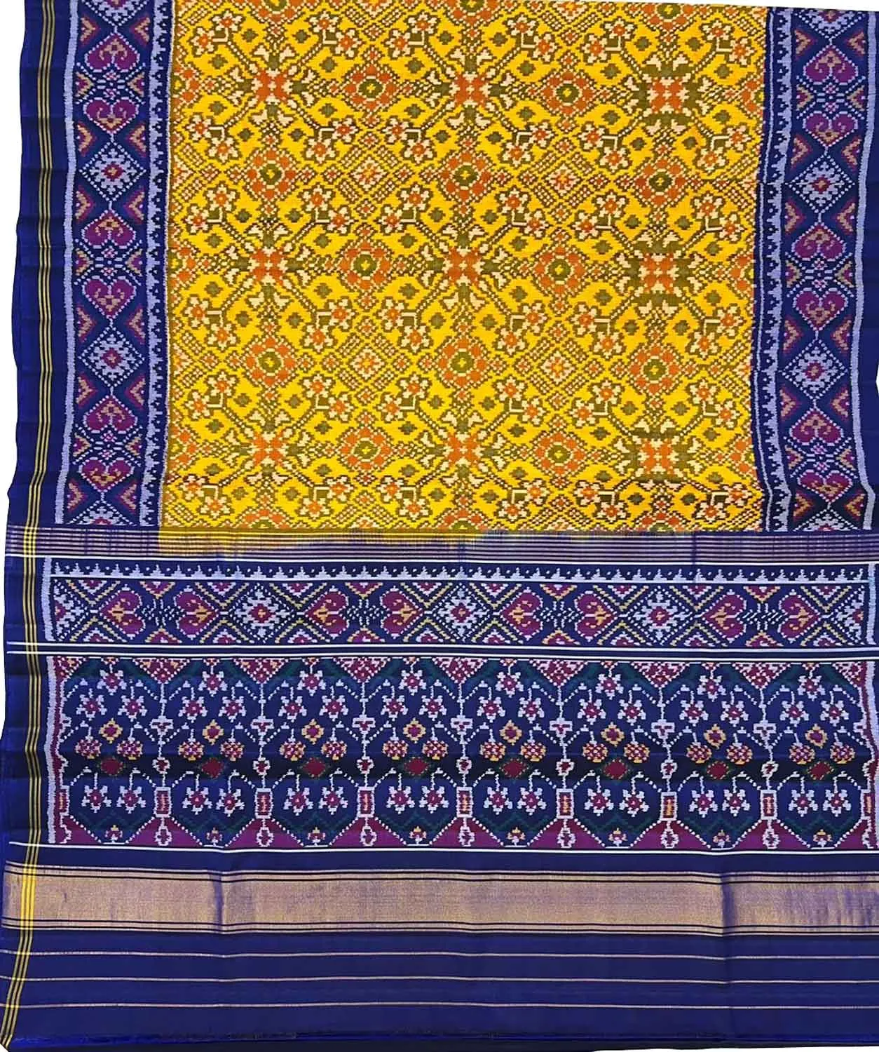 Yellow Handloom Semi Patan Patola Silk Saree