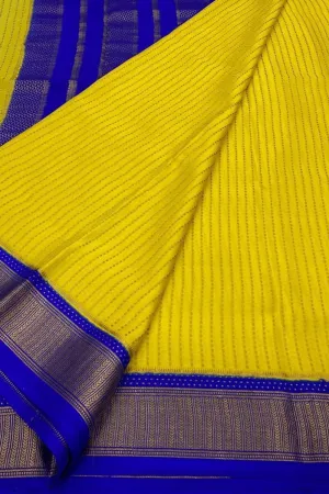 Yellow Mysore Handloom Pure Crepe Silk Saree